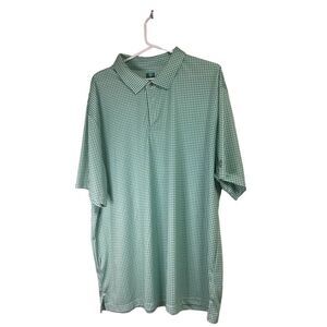PRO TOUR Green White Gingham Check Polo Short Sleeve Golf Shirt Men's XXL‎